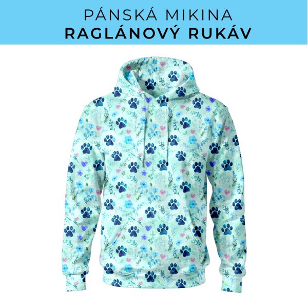 PÁNSKÝ střih - mikina raglan ZÁKLADNÍ s kapucí