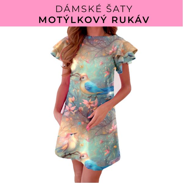 DÁMSKÝ střih - šaty s motýlkovým rukávem