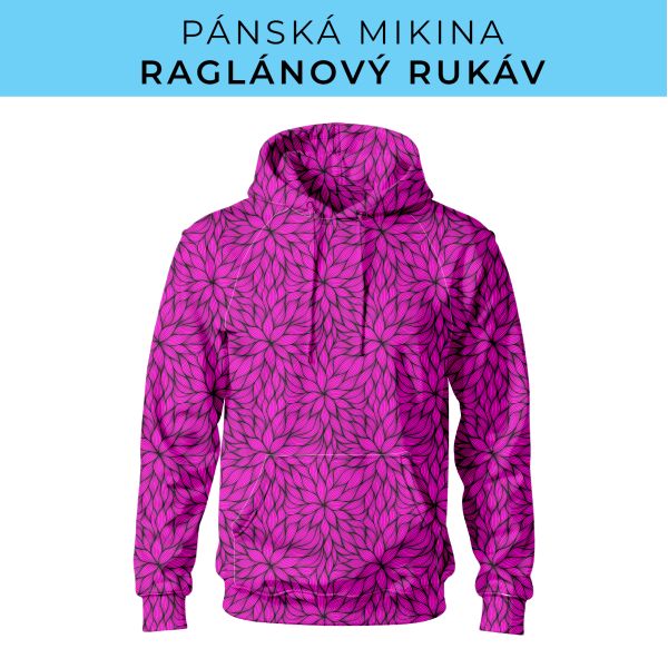 PÁNSKÝ střih - mikina raglan ZÁKLADNÍ s kapucí