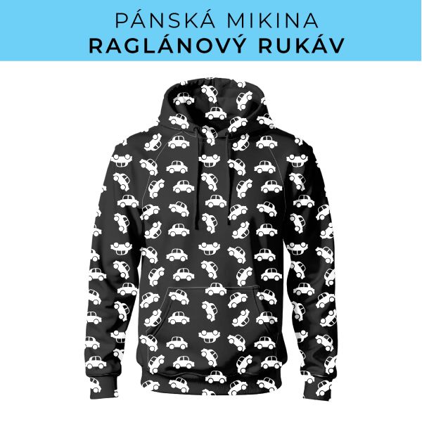 PÁNSKÝ střih - mikina raglan ZÁKLADNÍ s kapucí