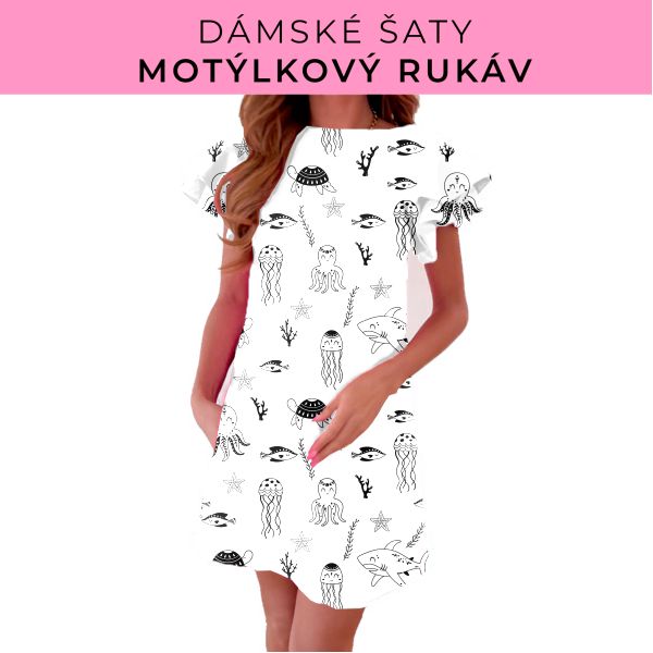 DÁMSKÝ střih - šaty s motýlkovým rukávem
