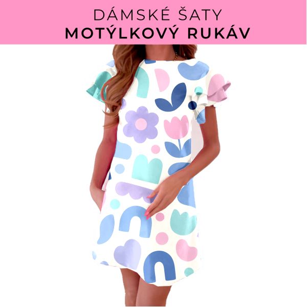 DÁMSKÝ střih - šaty s motýlkovým rukávem