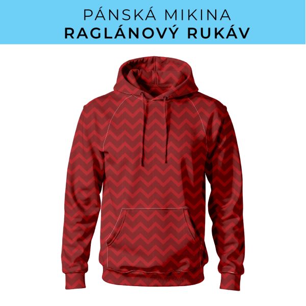 PÁNSKÝ střih - mikina raglan ZÁKLADNÍ s kapucí