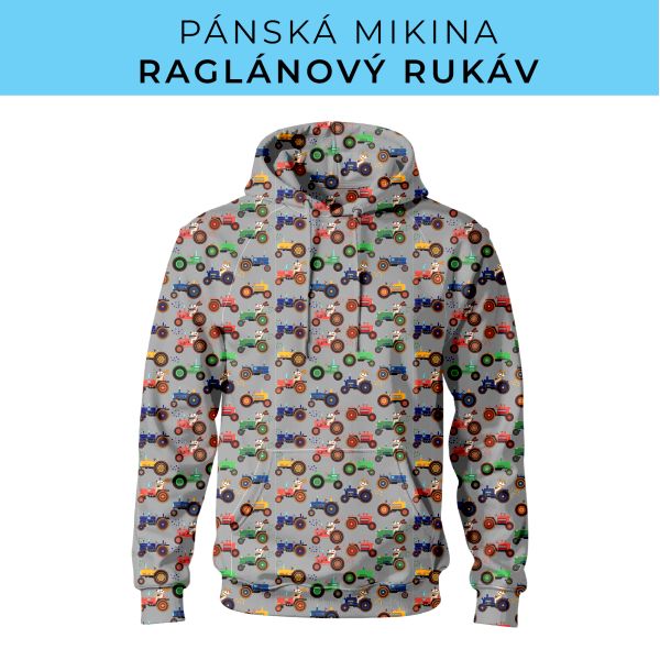 PÁNSKÝ střih - mikina raglan ZÁKLADNÍ s kapucí