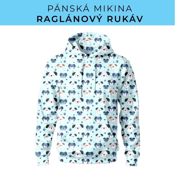 PÁNSKÝ střih - mikina raglan ZÁKLADNÍ s kapucí