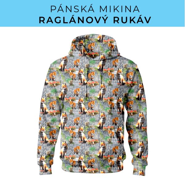 PÁNSKÝ střih - mikina raglan ZÁKLADNÍ s kapucí