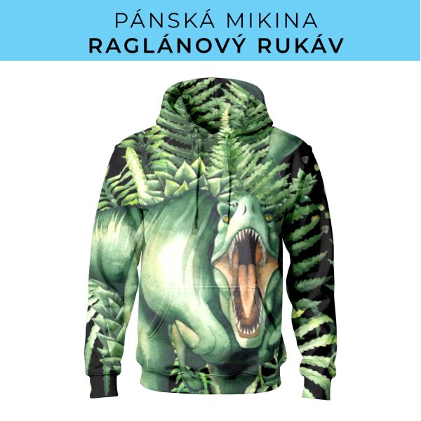 PÁNSKÝ střih - mikina raglan ZÁKLADNÍ s kapucí
