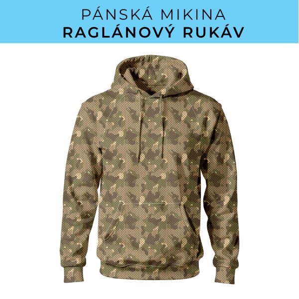 PÁNSKÝ střih - mikina raglan ZÁKLADNÍ s kapucí