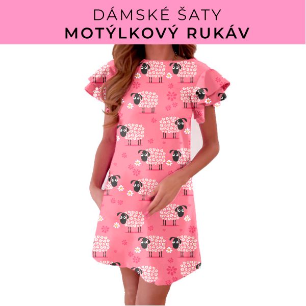 DÁMSKÝ střih - šaty s motýlkovým rukávem