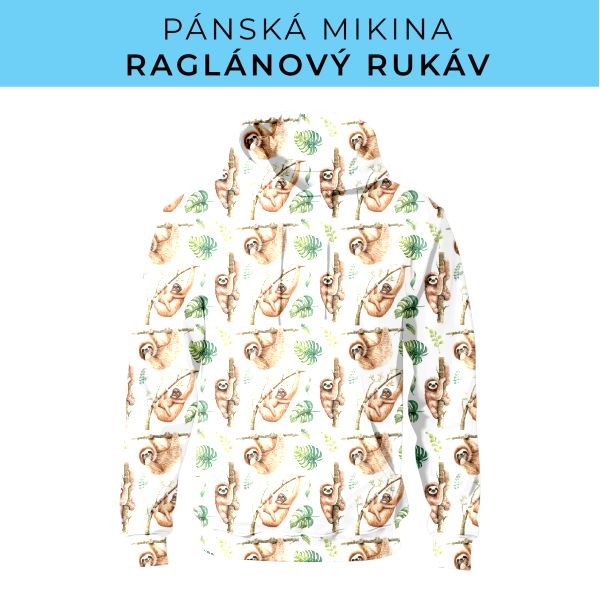 PÁNSKÝ střih - mikina raglan ZÁKLADNÍ s kapucí