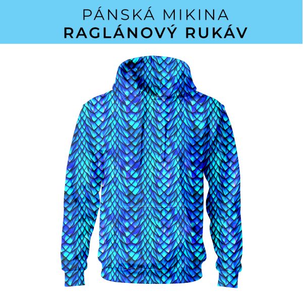 PÁNSKÝ střih - mikina raglan ZÁKLADNÍ s kapucí