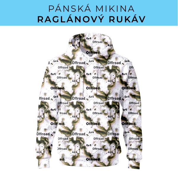 PÁNSKÝ střih - mikina raglan ZÁKLADNÍ s kapucí