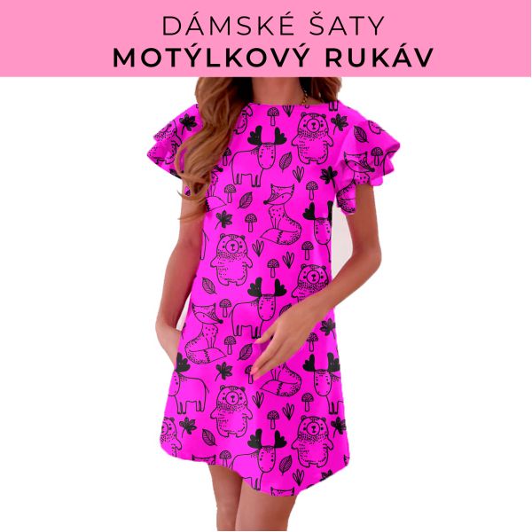 DÁMSKÝ střih - šaty s motýlkovým rukávem