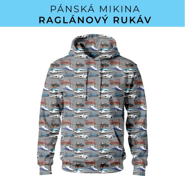 PÁNSKÝ střih - mikina raglan ZÁKLADNÍ s kapucí