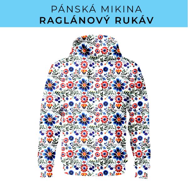 PÁNSKÝ střih - mikina raglan ZÁKLADNÍ s kapucí