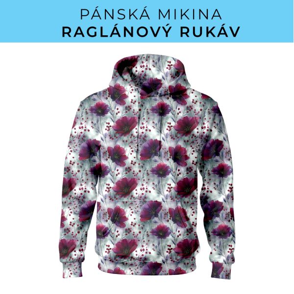 PÁNSKÝ střih - mikina raglan ZÁKLADNÍ s kapucí