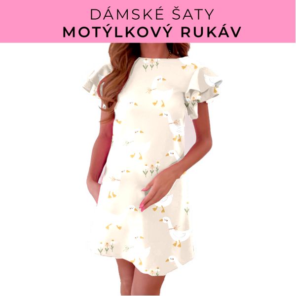 DÁMSKÝ střih - šaty s motýlkovým rukávem
