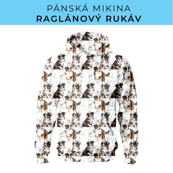PÁNSKÝ střih - mikina raglan ZÁKLADNÍ s kapucí