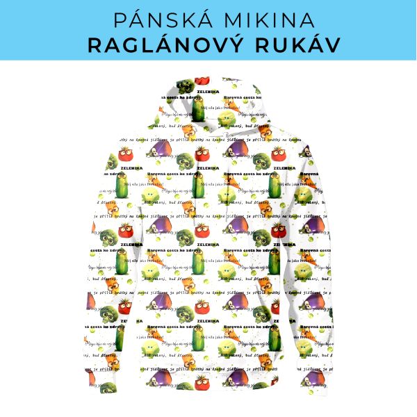 PÁNSKÝ střih - mikina raglan ZÁKLADNÍ s kapucí