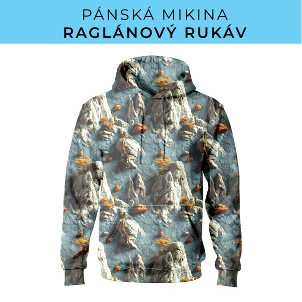 PÁNSKÝ střih - mikina raglan ZÁKLADNÍ s kapucí