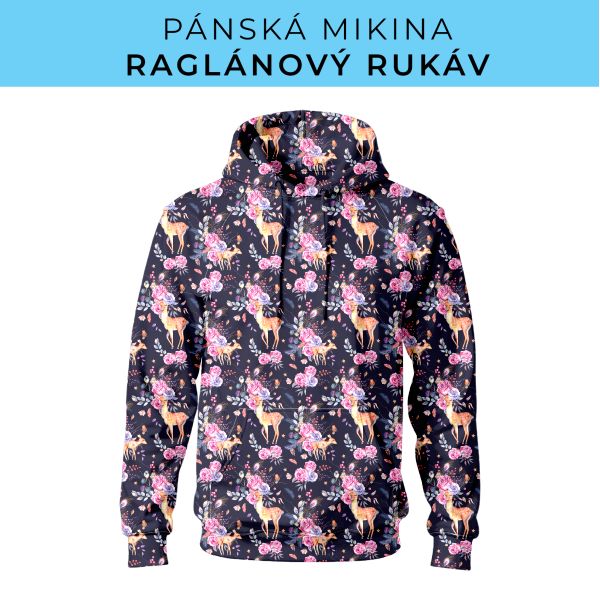 PÁNSKÝ střih - mikina raglan ZÁKLADNÍ s kapucí