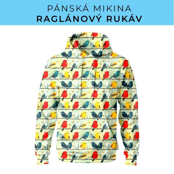 PÁNSKÝ střih - mikina raglan ZÁKLADNÍ s kapucí