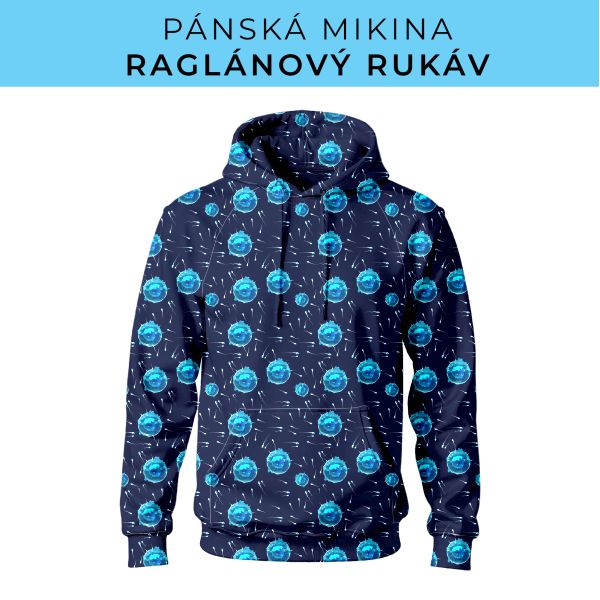 PÁNSKÝ střih - mikina raglan ZÁKLADNÍ s kapucí
