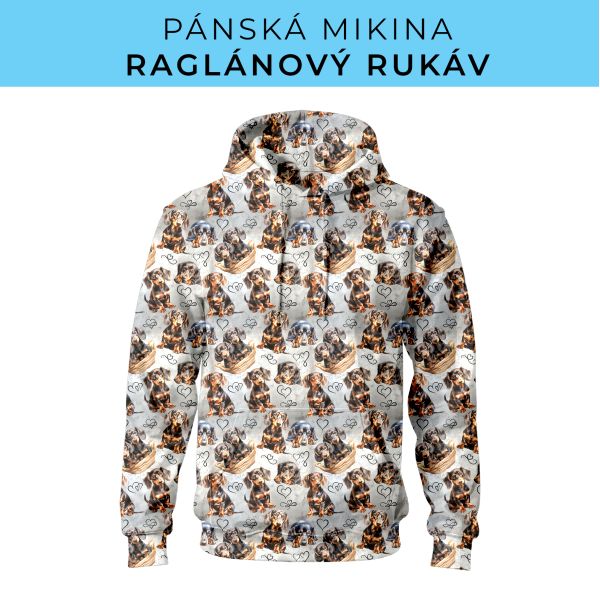 PÁNSKÝ střih - mikina raglan ZÁKLADNÍ s kapucí