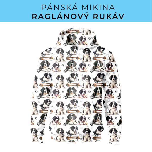 PÁNSKÝ střih - mikina raglan ZÁKLADNÍ s kapucí