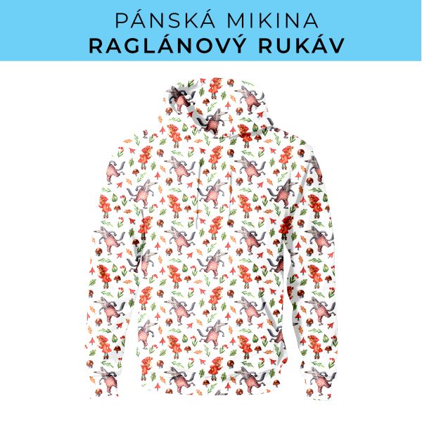 PÁNSKÝ střih - mikina raglan ZÁKLADNÍ s kapucí