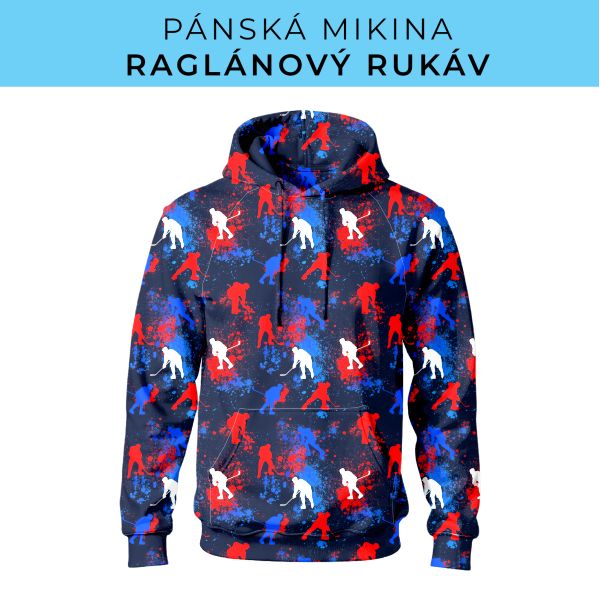 PÁNSKÝ střih - mikina raglan ZÁKLADNÍ s kapucí