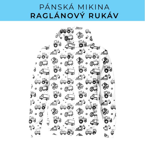 PÁNSKÝ střih - mikina raglan ZÁKLADNÍ s kapucí