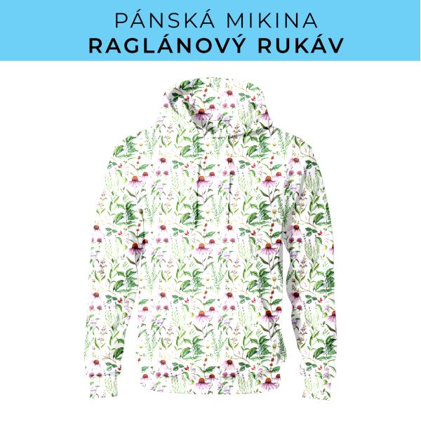 PÁNSKÝ střih - mikina raglan ZÁKLADNÍ s kapucí