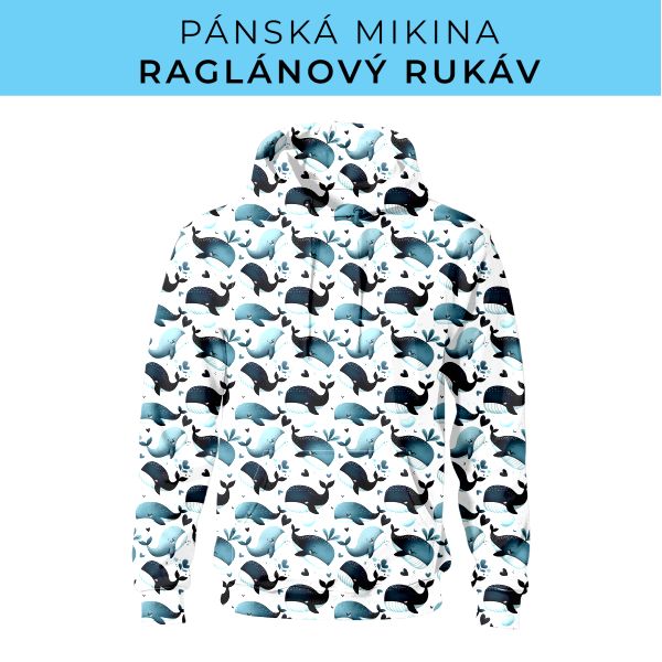 PÁNSKÝ střih - mikina raglan ZÁKLADNÍ s kapucí