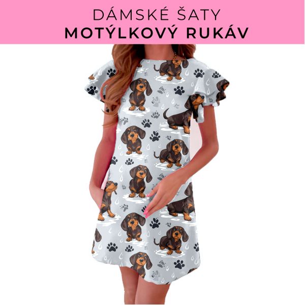 DÁMSKÝ střih - šaty s motýlkovým rukávem