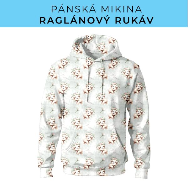 PÁNSKÝ střih - mikina raglan ZÁKLADNÍ s kapucí