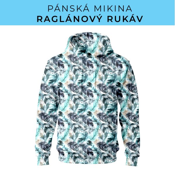 PÁNSKÝ střih - mikina raglan ZÁKLADNÍ s kapucí