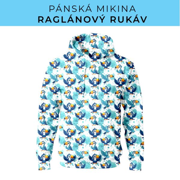 PÁNSKÝ střih - mikina raglan ZÁKLADNÍ s kapucí