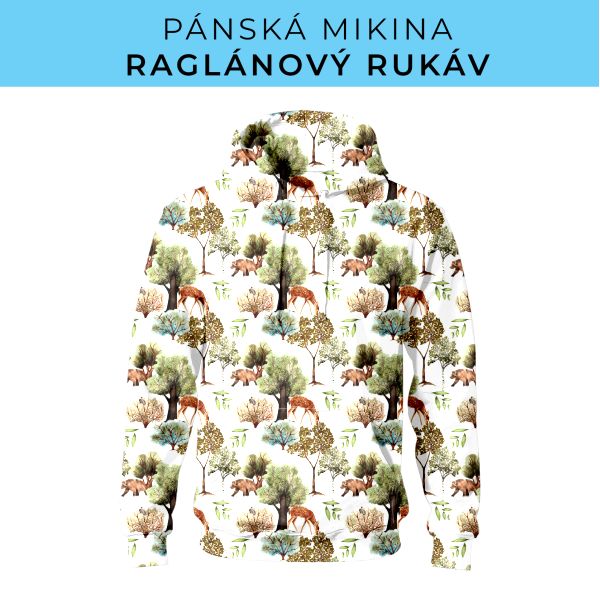 PÁNSKÝ střih - mikina raglan ZÁKLADNÍ s kapucí