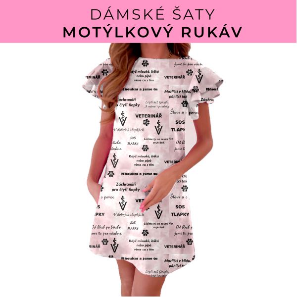 DÁMSKÝ střih - šaty s motýlkovým rukávem