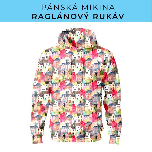 PÁNSKÝ střih - mikina raglan ZÁKLADNÍ s kapucí