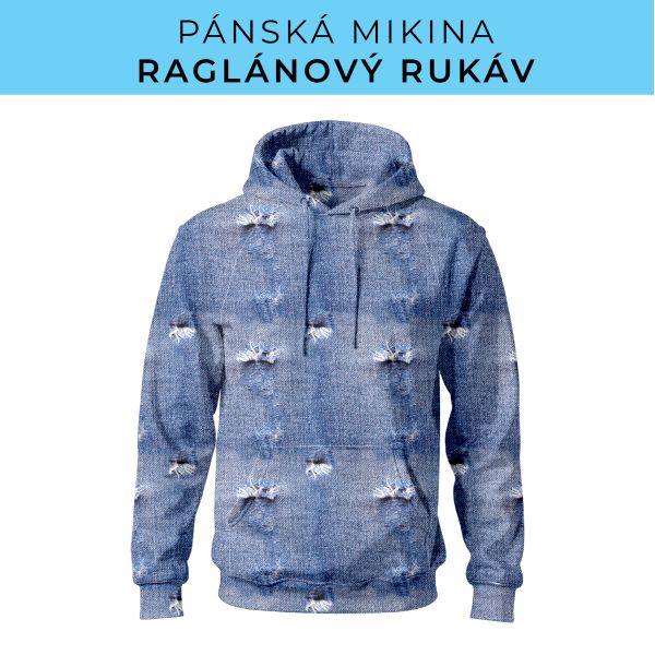 PÁNSKÝ střih - mikina raglan ZÁKLADNÍ s kapucí