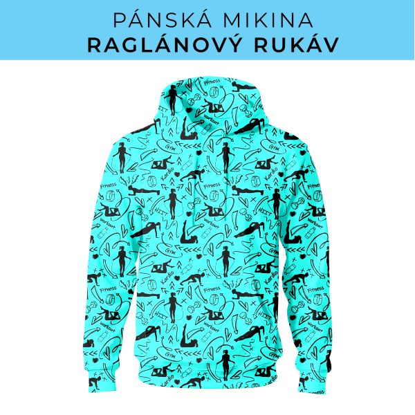 PÁNSKÝ střih - mikina raglan ZÁKLADNÍ s kapucí