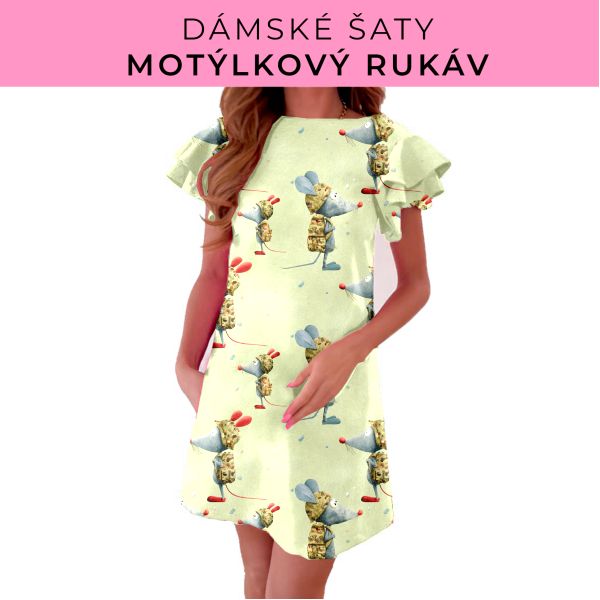 DÁMSKÝ střih - šaty s motýlkovým rukávem