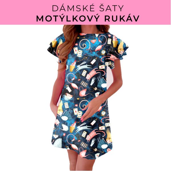 DÁMSKÝ střih - šaty s motýlkovým rukávem