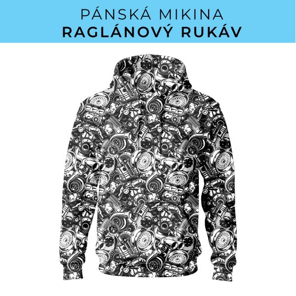 PÁNSKÝ střih - mikina raglan ZÁKLADNÍ s kapucí