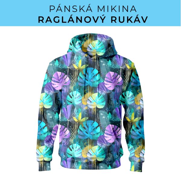PÁNSKÝ střih - mikina raglan ZÁKLADNÍ s kapucí