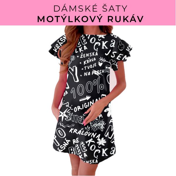 DÁMSKÝ střih - šaty s motýlkovým rukávem