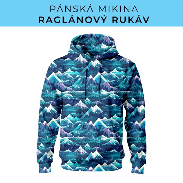 PÁNSKÝ střih - mikina raglan ZÁKLADNÍ s kapucí