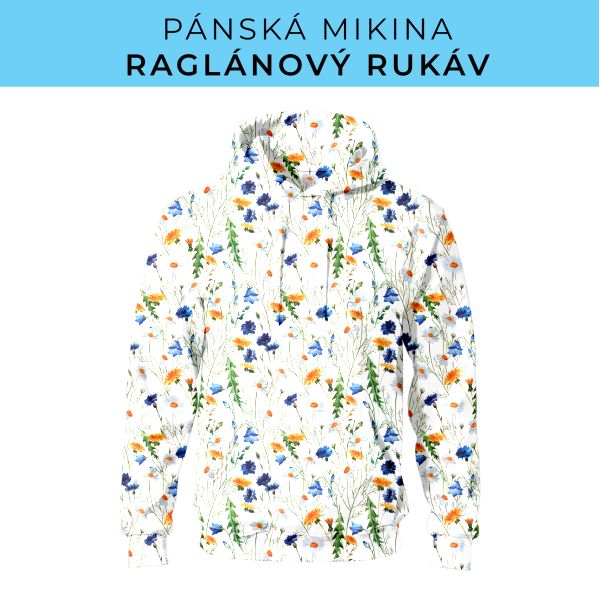 PÁNSKÝ střih - mikina raglan ZÁKLADNÍ s kapucí